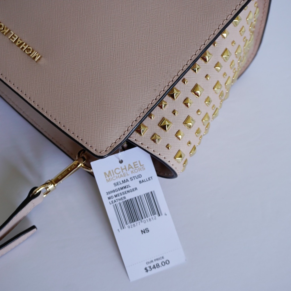 Michael Kors Selma Stud M Messenger Bag Pink Gold - Picture 8 of 8